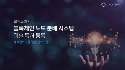 로커스체인, ‘블록체인 네트워크 노드 분배 시스템 및 방법’ 기술 특허 등록